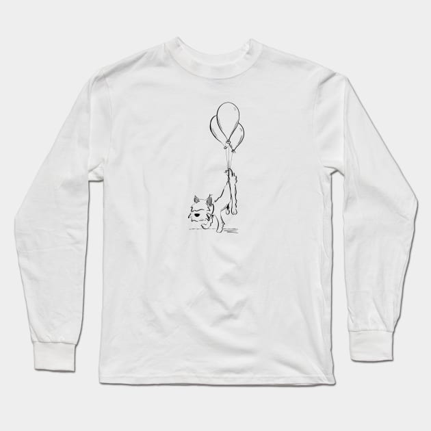 Little Dog Floating Away Long Sleeve T-Shirt by Jason's Doodles